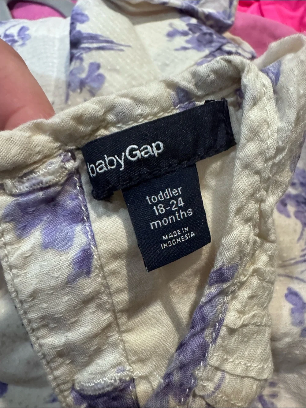 GAP Toddler Floral Long-Sleeve Dress in Cream and Purple Flowers